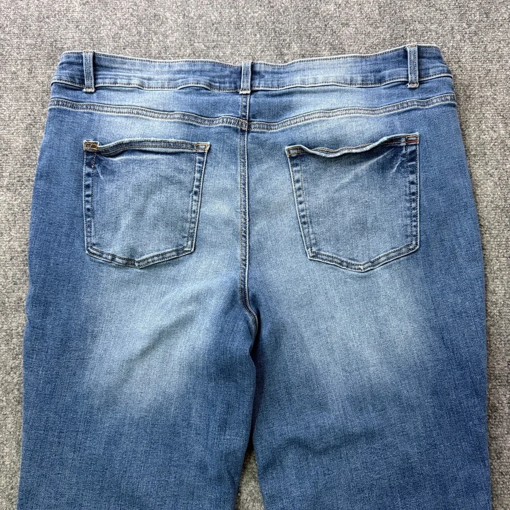 Edgely Womens 22W Short Mid Rise Slim Boot Jeans Raw Hem Stretch Plus Size - Picture 9 of 14